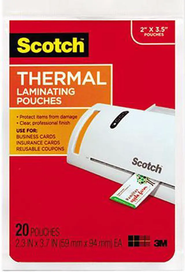 Main image of TP5851-20 Scotch Business card size thermal laminating pouches, 5 mil, 3 3/4 x 2 3/8, 20/pack