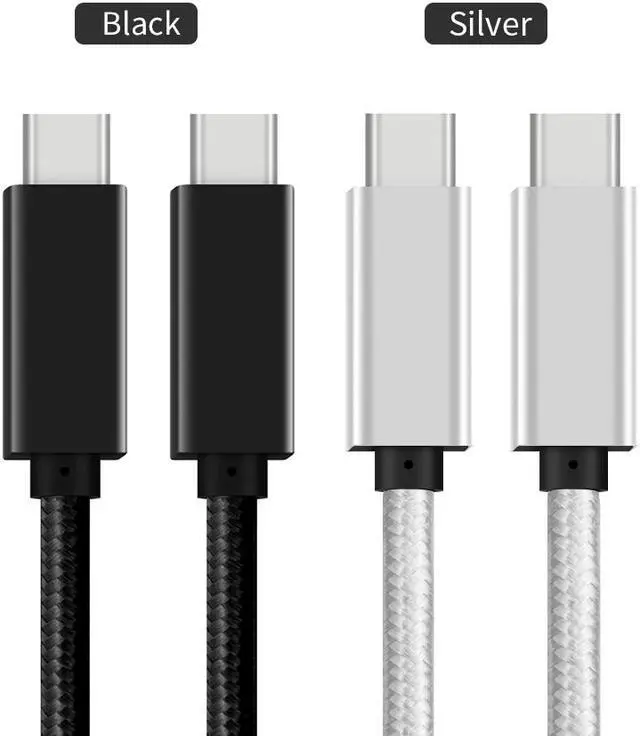 Alt view image 2 of 6 - eCables USB-C to USB-C 100W Premium Fast Charging Cable Braided,  Silver 6 ft.