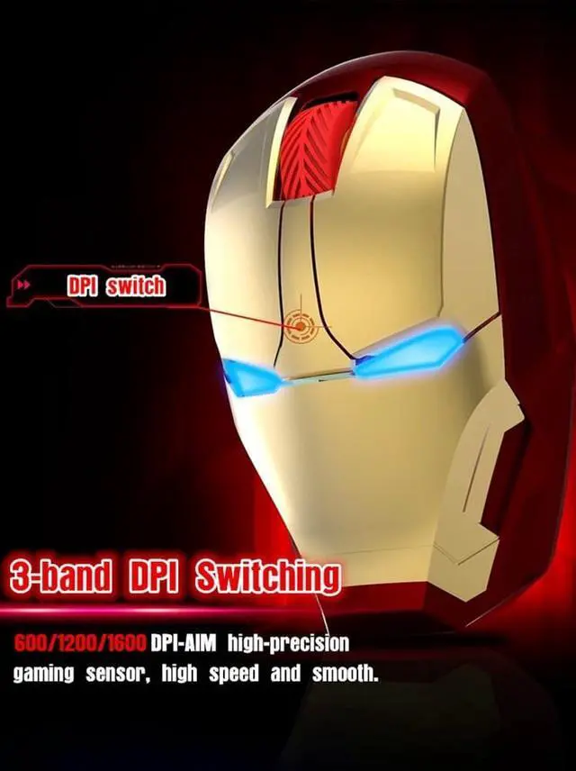 Alt view image 7 of 7 - Iron Man Mouse silent chlick Wireless Mouse Wireless Gaming Mouse Mute Button800/1200/1600 Wireless Gaming Mouse