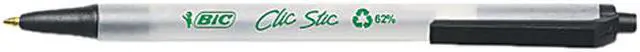 Main image of BIC CSEM11BK EcoLutions Clic Stic Ballpoint Retractable Pen, Black Ink, Medium, Dozen