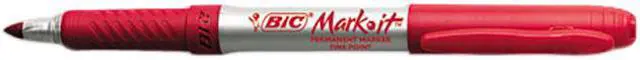 Main image of BIC GPM11-RD Mark-It Permanent Markers, Fine Point, Rambunctious Red, Dozen
