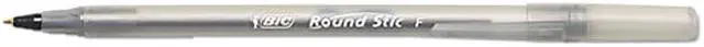 Main image of BIC Round Stic Ballpoint Pen, Translucent Barrel, Black Ink, Fine Point (Dozen)