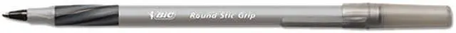 Main image of BIC Round Stic Grip Ball Pen, Black Ink, Fine Point (Dozen)