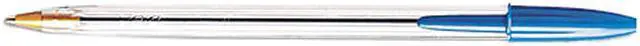 Main image of BIC Cristal Stick Ball Pen, Clear Barrel, Blue Ink, Medium, 1.0 mm (Dozen)