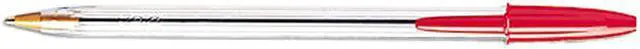 Main image of BIC Cristal Stick Ball Pen, Red Ink, Medium, 1.0 mm (Dozen)