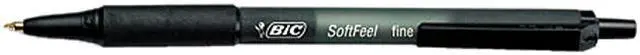 Main image of BIC SCSF11BK - Soft Feel Ballpoint Retractable Pen, Black Ink, Fine, Dozen