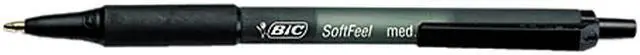 Main image of BIC Soft Feel Retractable Ballpoint Pen, Black Ink, Medium, 0.80 mm (Dozen)