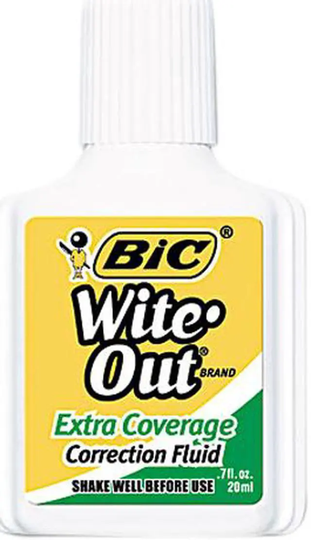 Main image of BIC WOFEC12WE Wite-Out Extra Coverage Correction Fluid, 20 ml Bottle, White, 12/Pack