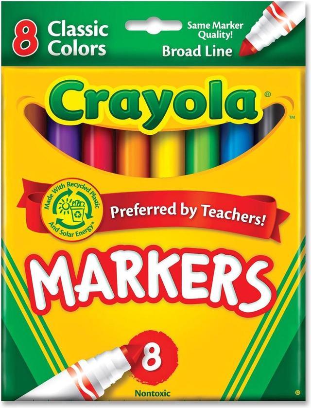 Crayola Washable Marker Set, 8-Colors, Broad, Classic 