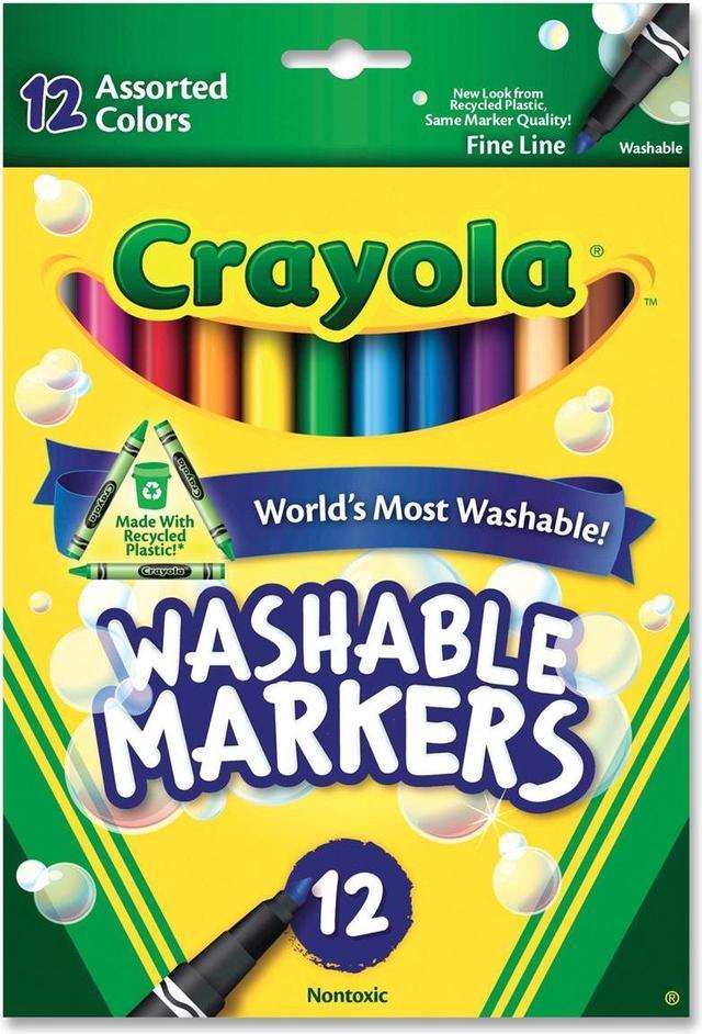 Crayola 58-7813 Washable Markers, Fine Point, Classic Colors, 12/Set