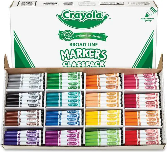 Main image of Crayola 588201 Non-Washable Classpack Markers, Broad Point, 16 Assorted Colors, 256/Box, 1 Box