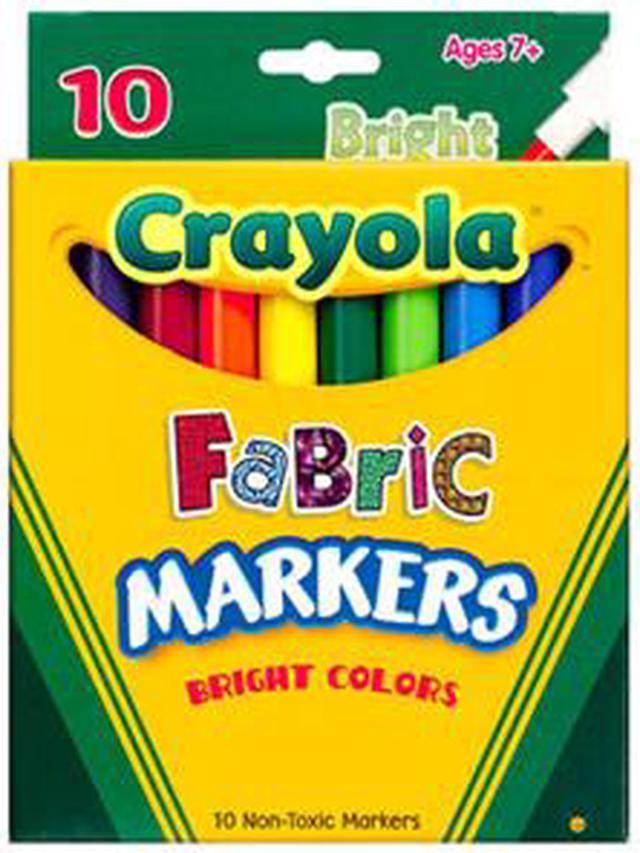 Crayola 58-8623 Fabric Markers, Ten Assorted Bright Colors, 10/Box 