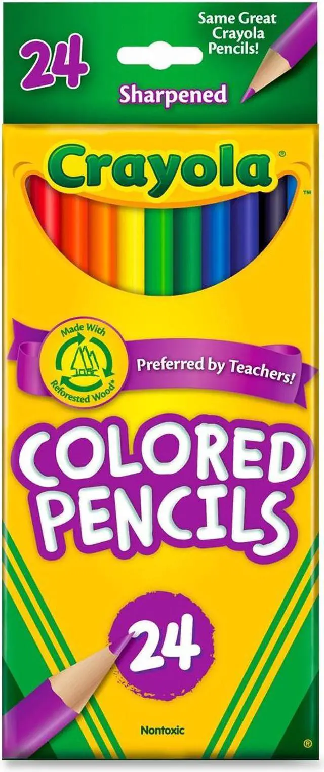 Main image of Crayola 68-4024 Long Barrel Colored Woodcase Pencils, 3.3 mm, 24 Assorted Colors/Set