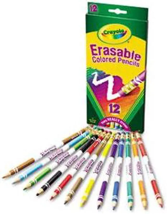 Alt view image 2 of 2 - Crayola 68-4412 Erasable Colored Woodcase Pencils, 3.3 mm, 12 Assorted Colors/Set