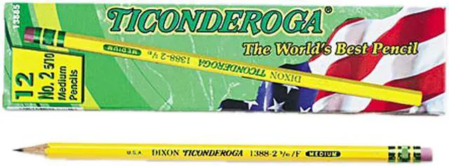 Main image of Dixon 13885 Ticonderoga Woodcase Pencil, F #2.5, Yellow Barrel, Dozen