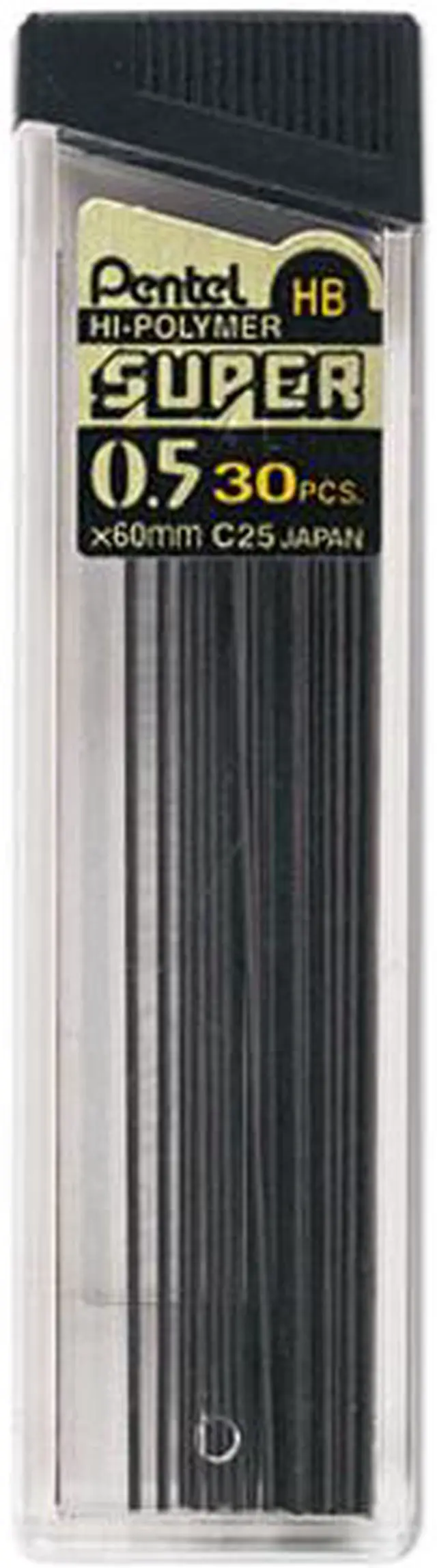 Main image of Pentel C25-HB Super Hi-Polymer Lead Refills, 0.5mm, HB, Black, 30 Leads/Tube