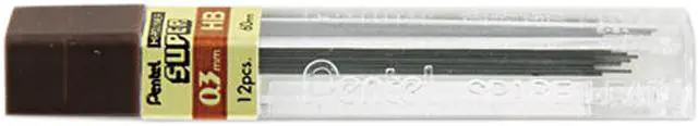 Main image of Pentel 300-HB Super Hi-Polymer Lead Refills, 0.3mm, HB, Black, 12/Pack