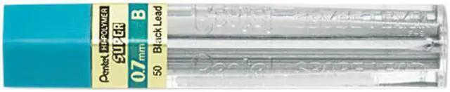 Main image of Pentel 50-B Super Hi-Polymer Lead Refills, 0.7mm, B, Black, 12/Pack