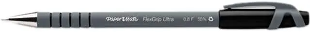 Main image of Paper Mate FlexGrip Ultra Stick Ball Pen, Black Ink, Fine, 0.70 mm (Dozen)