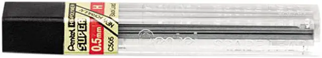 Main image of Pentel C505-H Super Hi-Polymer Lead Refills, 0.5mm, H, Black, 12 Leads/Tube