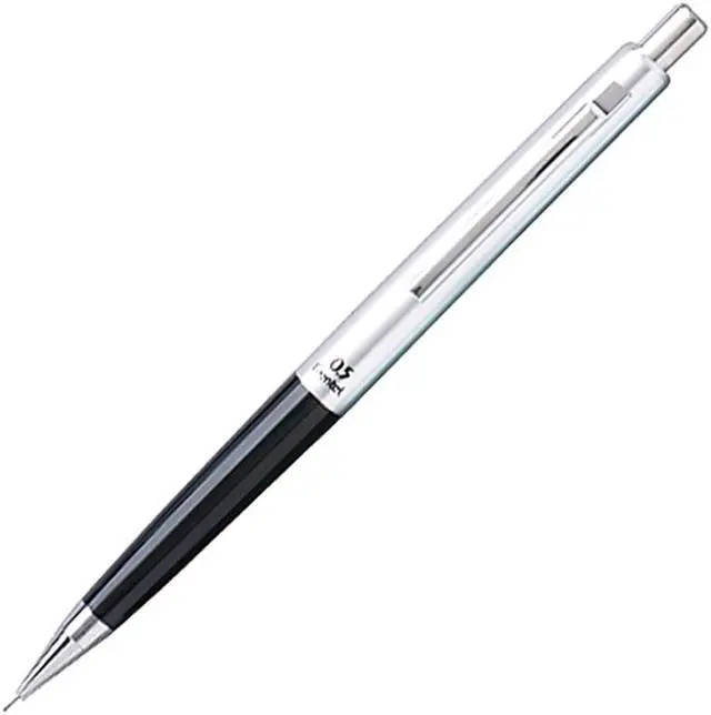 Pentel S55 Classic Deluxe Automatic Pencil, 0.50 mm, Black/Silver