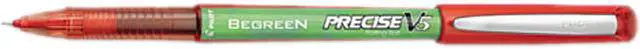 Main image of Pilot 26302 BeGreen Precise V5 Roller Ball Stick Pen, Red Ink, Extra Fine, Dozen