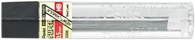 Main image of Pentel C505-HB Super Hi-Polymer Lead Refills, 0.5mm, HB, Black, 12 Leads/Tube