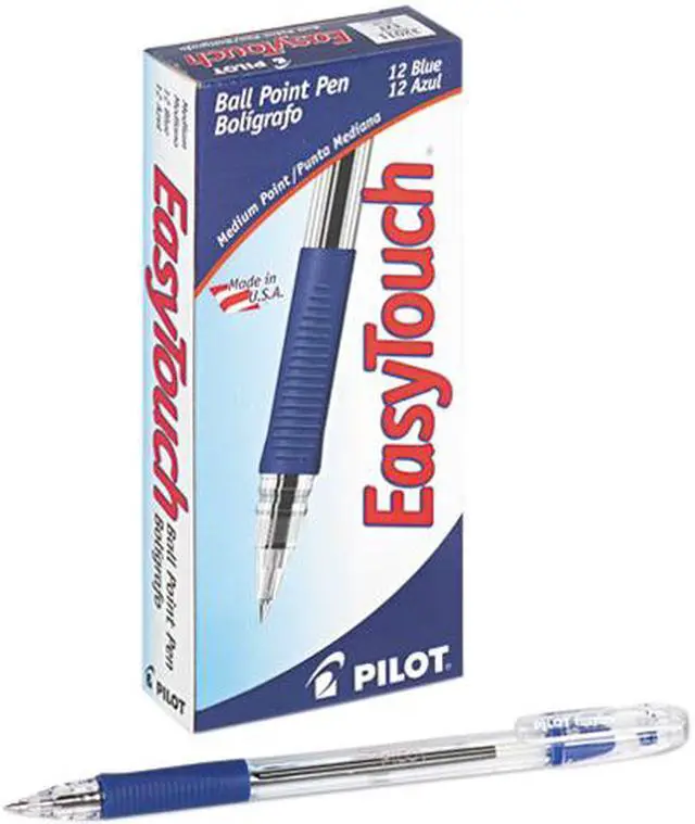 Main image of Pilot EasyTouch Stick Ballpoint Pen, Clear Barrel, Blue Ink, Med Pt, 1.0 mm (Dozen)