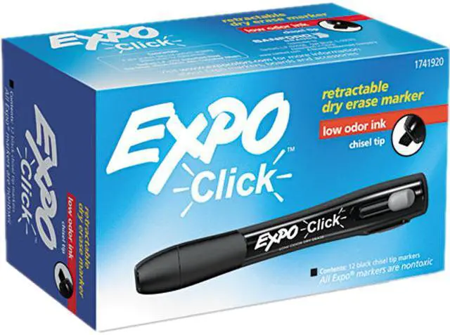 Main image of EXPO 1741920 Click Dry Erase Markers, Chisel Tip, Black, Dozen