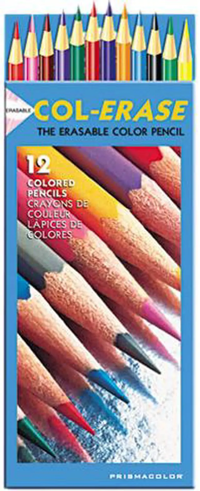 Main image of Prismacolor 20516 Col-Erase Colored Woodcase Pencils w/ Eraser, 12 Assorted Colors/Set