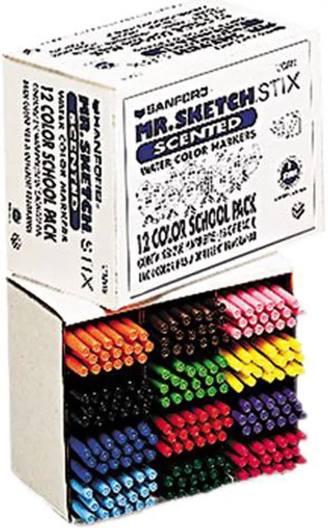 Main image of Mr. Sketch 3618 Scented Stix Watercolor Markers, Fine Point, 12 Colors, 216/Set
