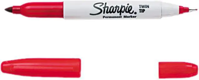Main image of Sharpie 32002 Twin-Tip Permanent Marker, Fine/Ultra Fine Point, Red
