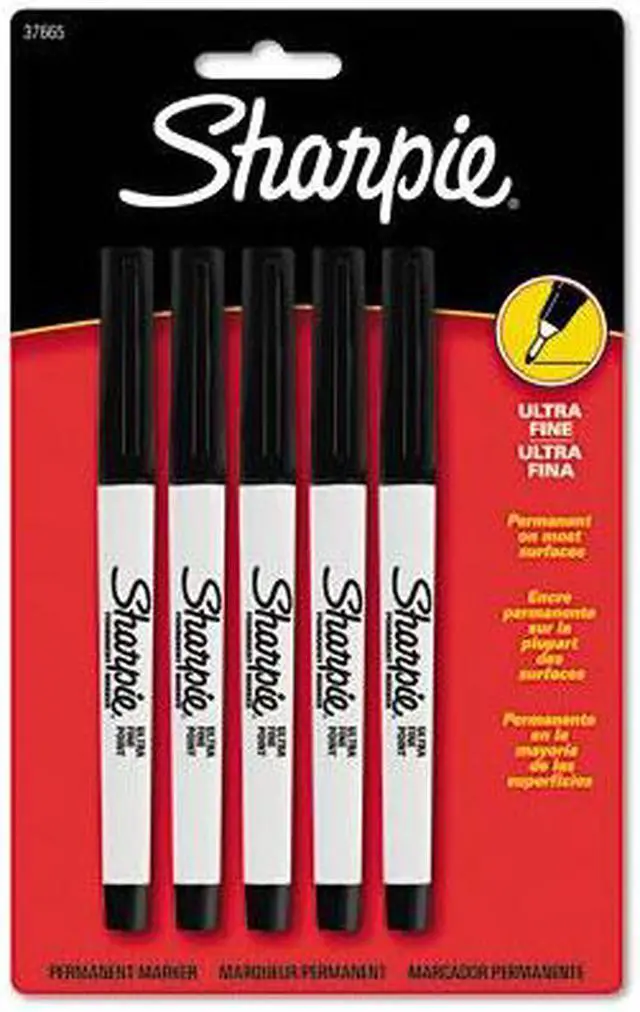 Alt view image 2 of 2 - Sharpie 37665PP Permanent Markers, Ultra Fine Point, Black, 5/Pack