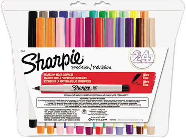 Main image of Sharpie 75847 Permanent Markers, Ultra Fine Point, Assorted, 24/Set