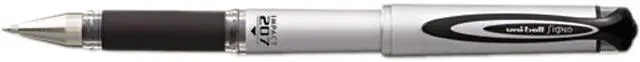 Main image of Uni-Ball, 65800, Gel Impact 207 Rollerball Pen, 1 mm Point Size - Refillable - Black Gel-based Ink - Silver Barrel - 12/DZ, 1 Dozen