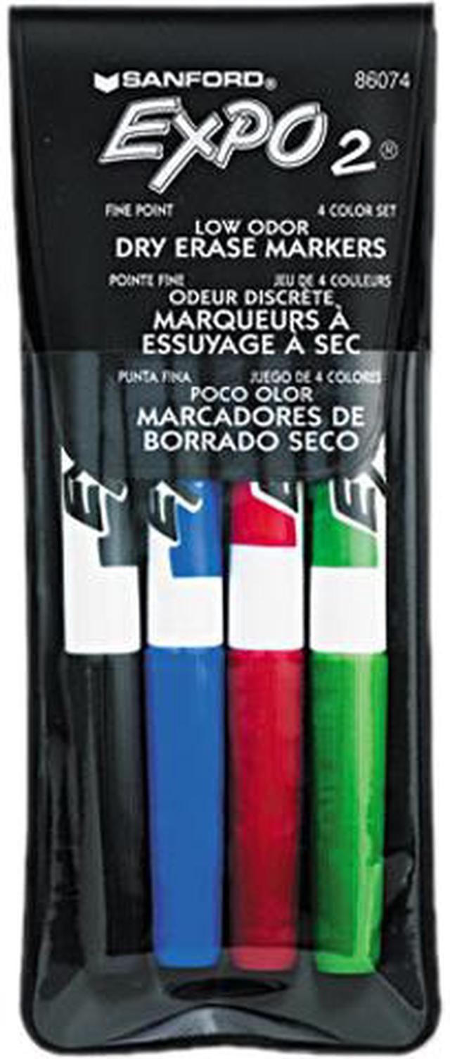 EXPO 86074 Low Odor Dry Erase Marker, Fine Point, Assorted, 4/Set 