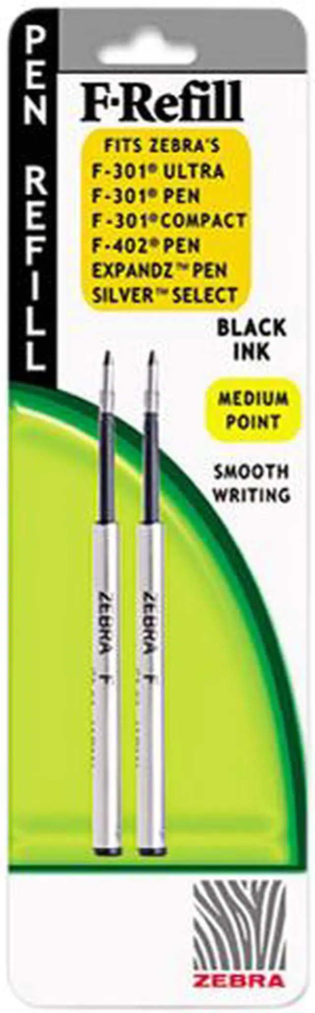 Main image of Zebra 85412 Refill for F301, F301 Ultra, F402, Silver Select Ballpoint, Med, Black, 2/Pack