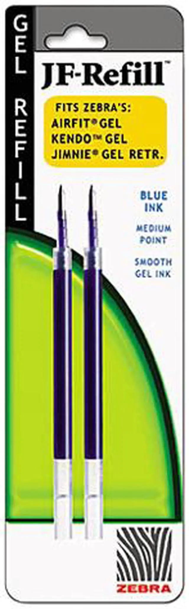 Main image of Zebra 87022 JF Refill for Jimnie Gel RT/Airfit Gel/Kendo Gel Roller Ball, Med, BE,2/Pack