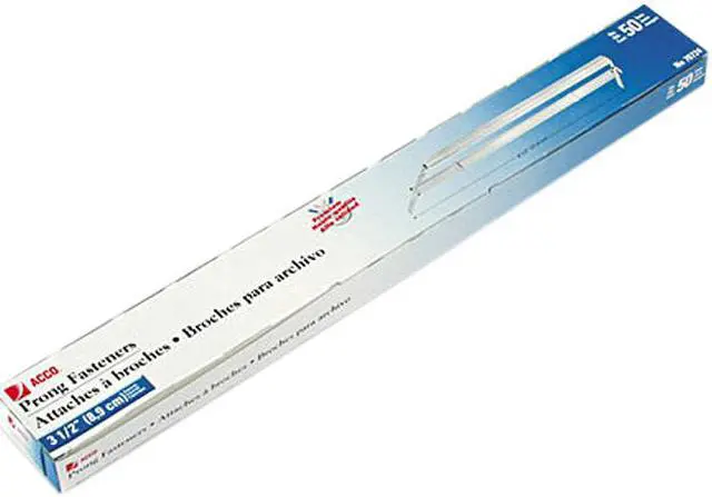 Main image of Acco 70724 Two-Piece Paper Fasteners, 3-1/2 Inch Capacity, 8-1/2 Inch Center, 50/Box