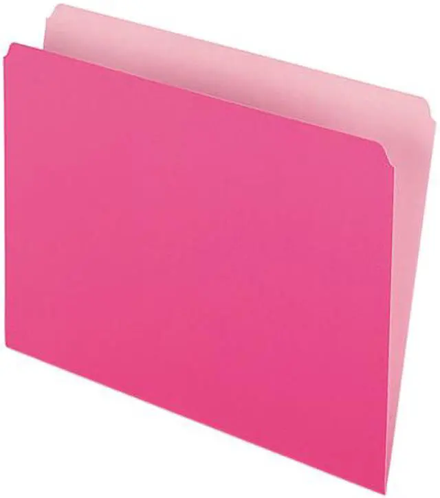 Main image of Pendaflex 152-PIN Two-Tone File Folders, Straight Cut, Top Tab, Letter, Pink/Light Pink, 100/Box