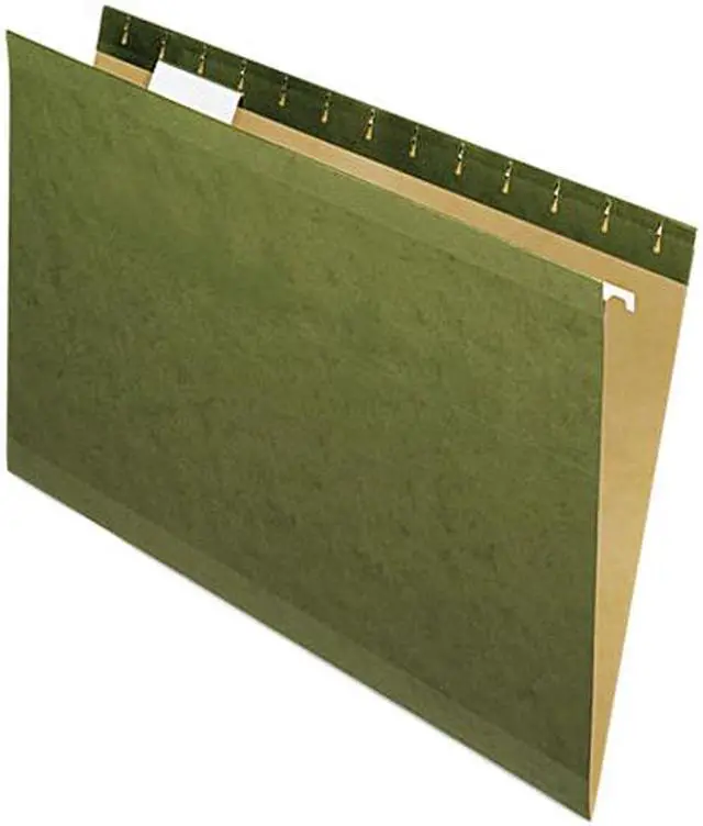 Main image of Pendaflex 4153-1/5 Reinforced Hanging File Folders, 1/5 Tab, Kraft, Legal, Standard Green, 25/Box