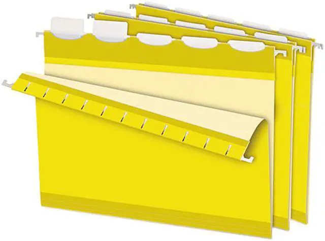 Main image of Pendaflex 42624 Ready-Tab Reinforced Hanging File Folders, 1/5 Tab, Letter, Yellow, 25/Box