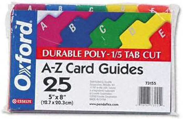 Main image of Oxford 73155 Card Guides, Alpha, 1/5 Tab, Polypropylene, 5 x 8, 25/Set