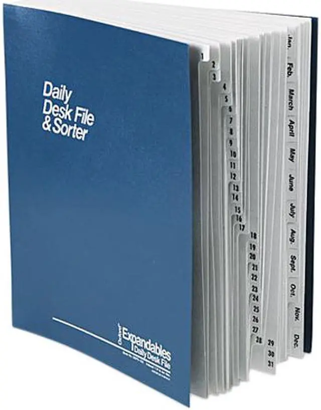 Main image of Pendaflex DDF5-OX Expandable Desk File, 1-31/Jan-Dec Index, Letter Size, Pressboard, Black/Blue