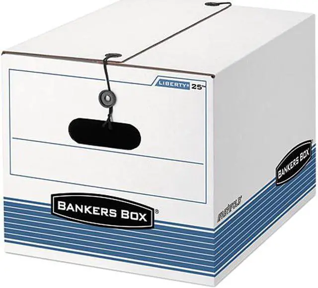 Main image of Bankers Box 00025 - STOR/FILE Exrta Strength Storage Box, Letter/Legal, White/Blue 12/Ctn