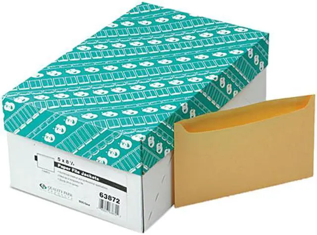 Main image of Quality Park 63872 Paper File Jackets, 5" x 8 1/8", 2 Point Tag, Buff, 500/Box