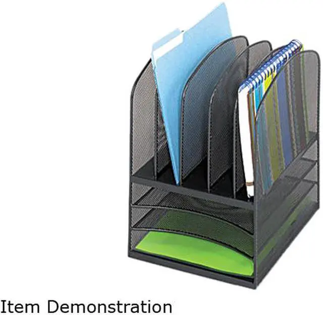Main image of Safco 3266BL Onyx Mesh Desk Organizer, Eight Sections, 11 3/8 x 9 1/2 x 13, Black