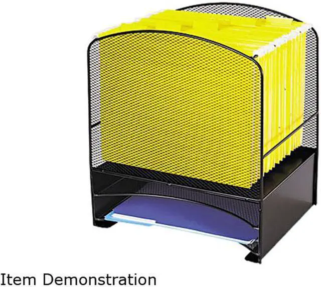 Main image of Safco 3260BL Steel Mesh Desktop Hanging File, Three Sections, 13 1/2 x 10 5/8 x 15 1/4, Black