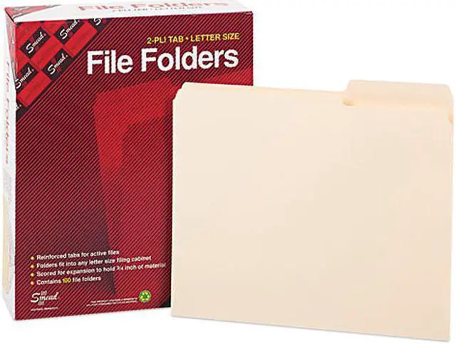 Main image of Smead 10386 Guide Height Folder, 2/5 Cut Right, Reinforced Top Tab, Letter, Manila, 100/Box