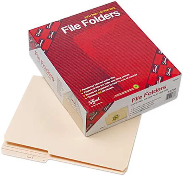 Main image of Smead 10388 Guide Height File Folders, 2/5 Cut, Two-Ply Top Tab, Letter, Manila, 100/Box
